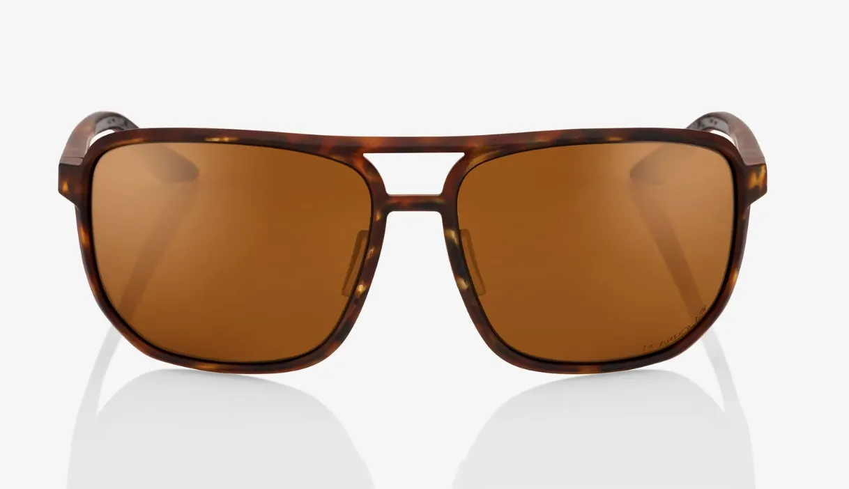 100% Sunglasses - Konnor Aviator - Soft Tact Havana - Bronze PEAKPOLAR Lens