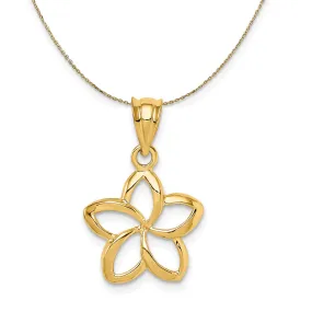 14k Yellow Gold 14mm Plumeria Silhouette Necklace