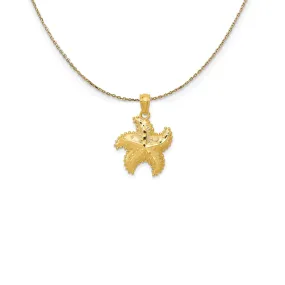 14k Yellow Gold 15mm Diamond Cut Starfish Necklace