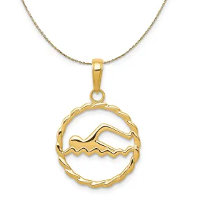 14k Yellow Gold 16mm Swimming Necklace