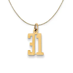 14k Yellow Gold, Alumni Small Elongated Number 31 Necklace