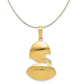 14k Yellow Gold Football and Helmet Necklace