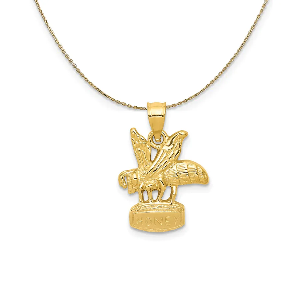 14k Yellow Gold Honey Bee Necklace