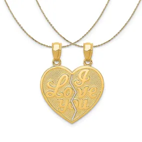 14k Yellow Gold I Love You Heart Set of 2 (19mm) Necklace