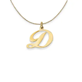 14k Yellow Gold LG Fancy Script Initial D Necklace