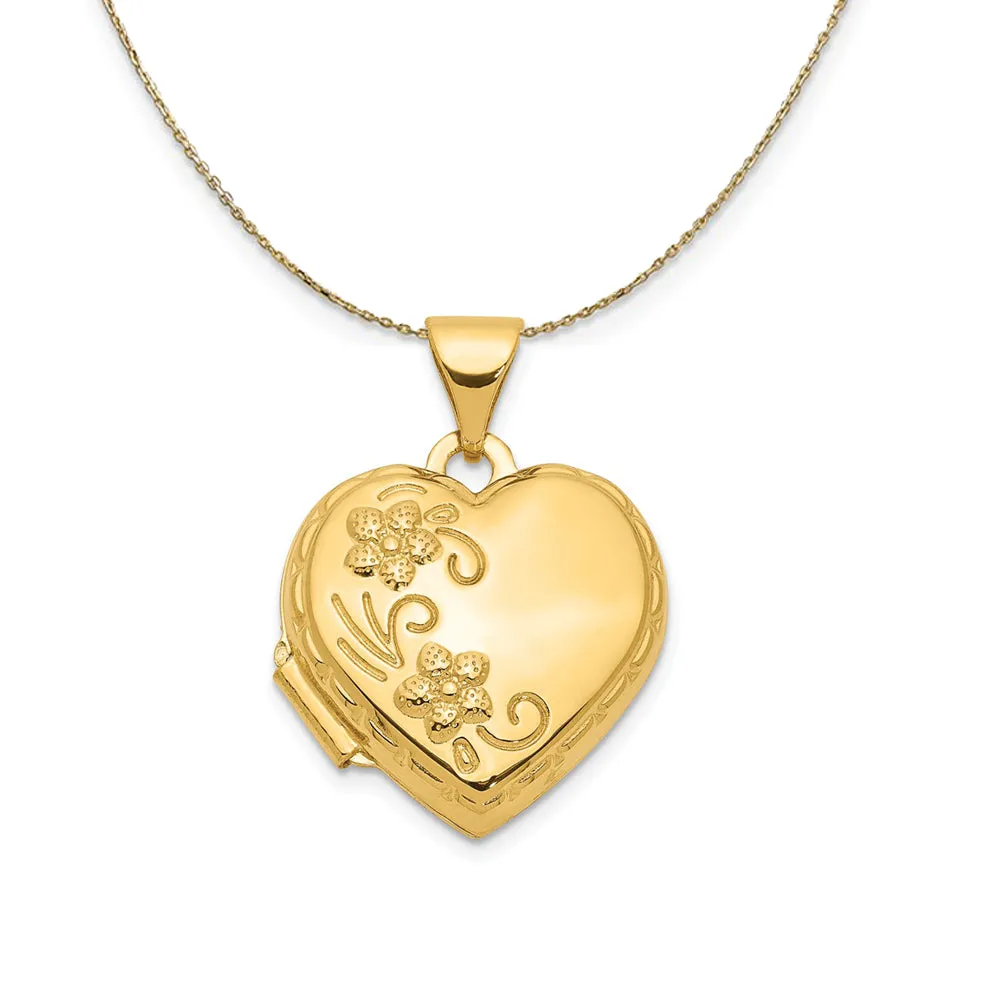 14k Yellow Gold Love You Always Heart Locket Necklace