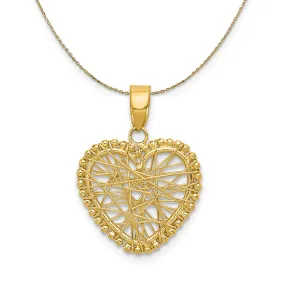 14k Yellow Gold Open Wire Heart Necklace