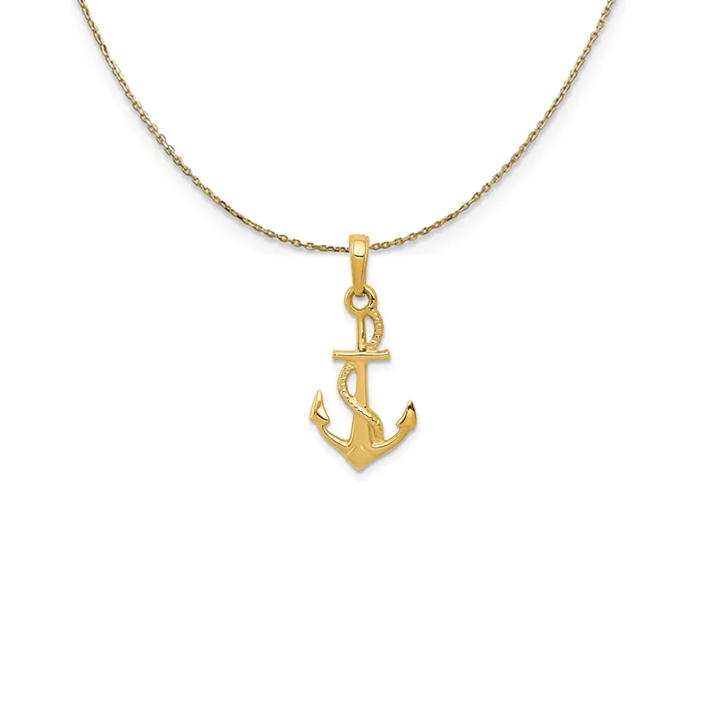 14k Yellow Gold Polished 3Dimensional Anchor Necklace