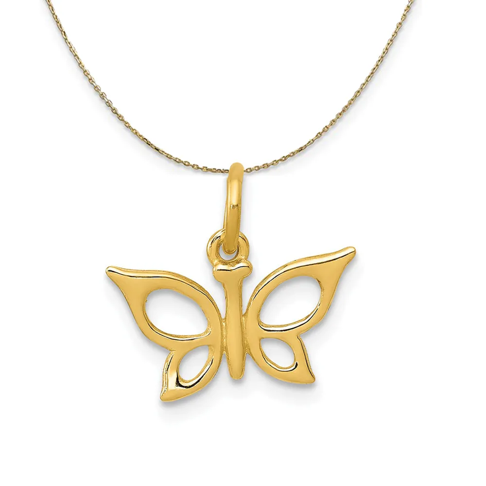 14k Yellow Gold Polished Butterfly (13mm) Necklace