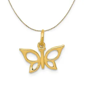 14k Yellow Gold Polished Butterfly (13mm) Necklace