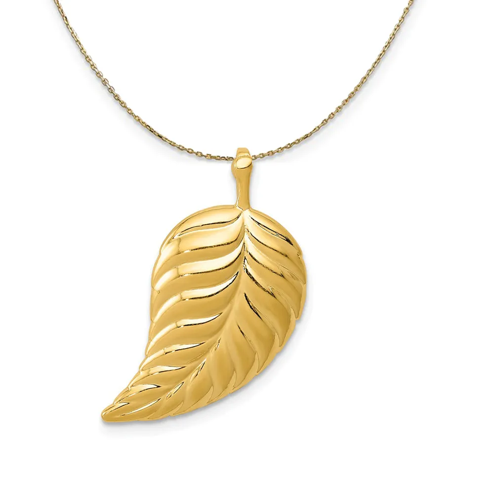 14k Yellow Gold Polished Leaf Necklace