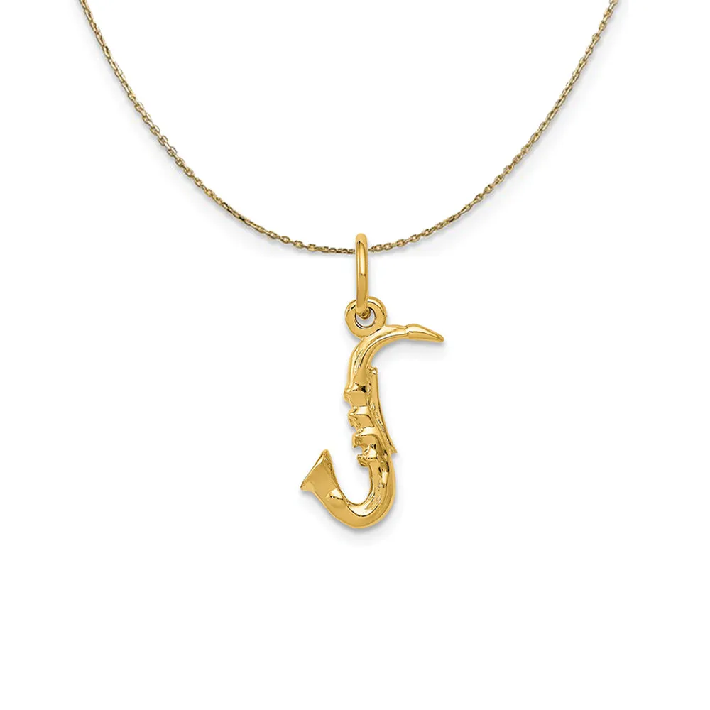 14k Yellow Gold Small 3D Saxophone Necklace