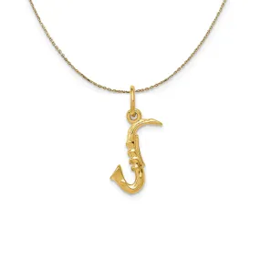 14k Yellow Gold Small 3D Saxophone Necklace