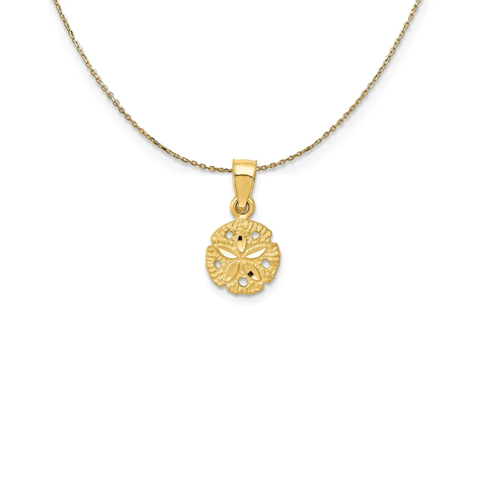 14k Yellow Gold Small Diamond Cut Sand Dollar Necklace