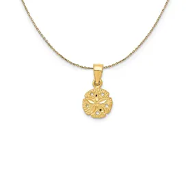 14k Yellow Gold Small Diamond Cut Sand Dollar Necklace