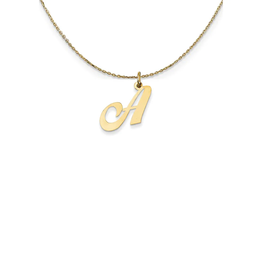 14k Yellow Gold Small Fancy Script Initial A Necklace