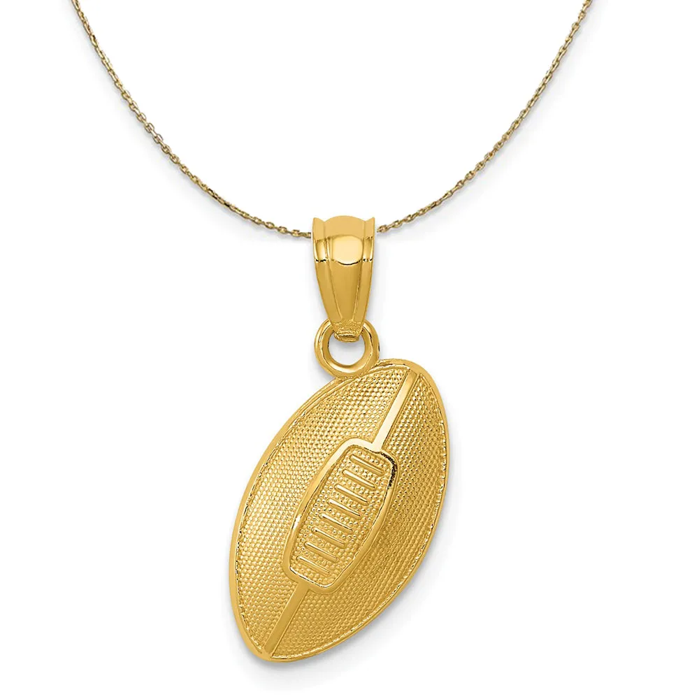 14k Yellow Gold Textured Football Necklace