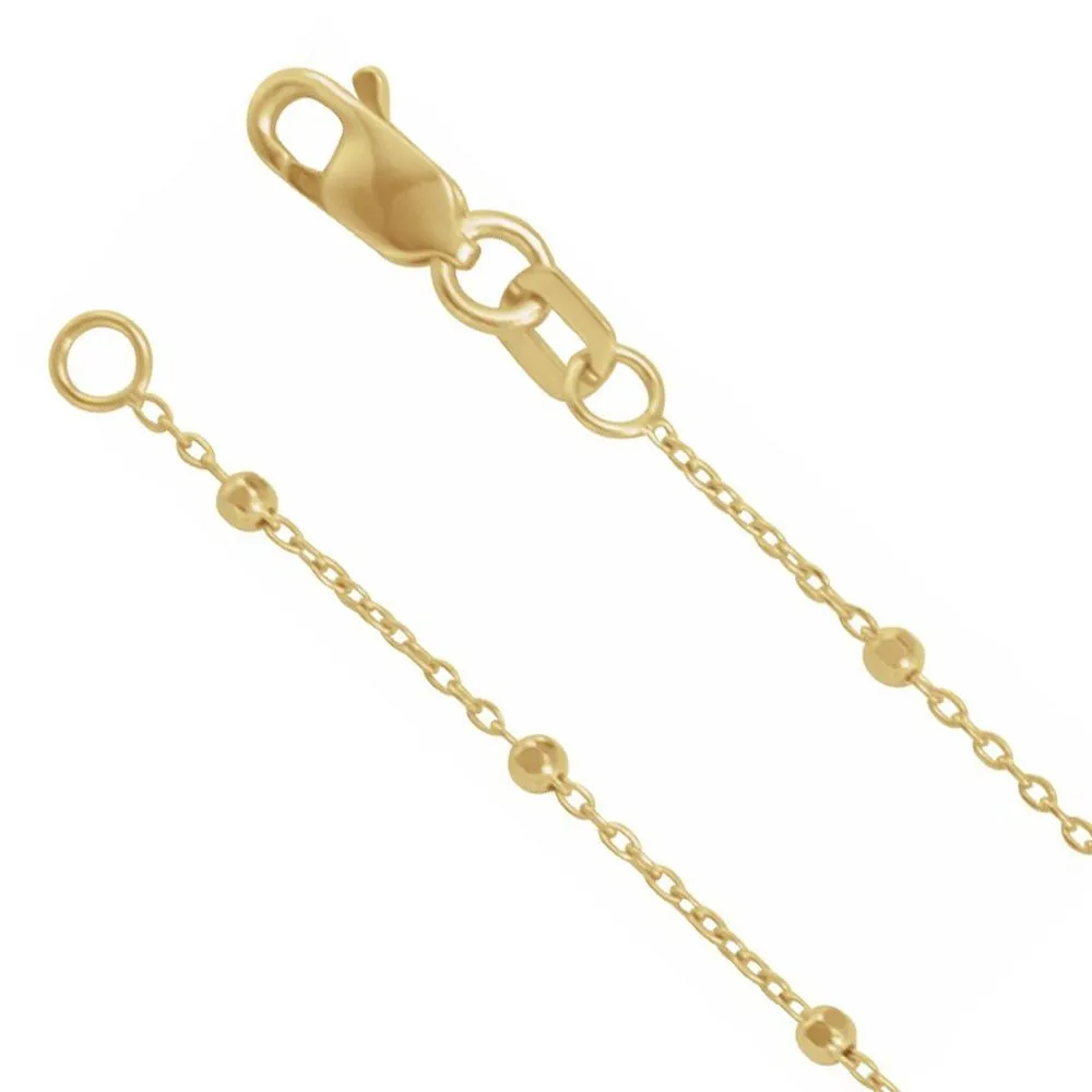 1.7mm 14K Yellow Gold Beaded Cable Chain Necklace