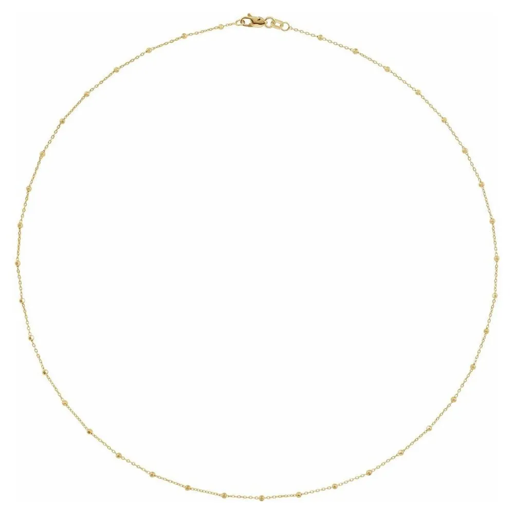 1.7mm 14K Yellow Gold Beaded Cable Chain Necklace