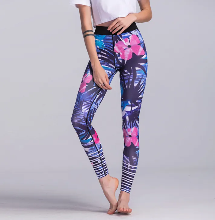 2021 autumn explosions new flower print yoga sports leggings fitness tights