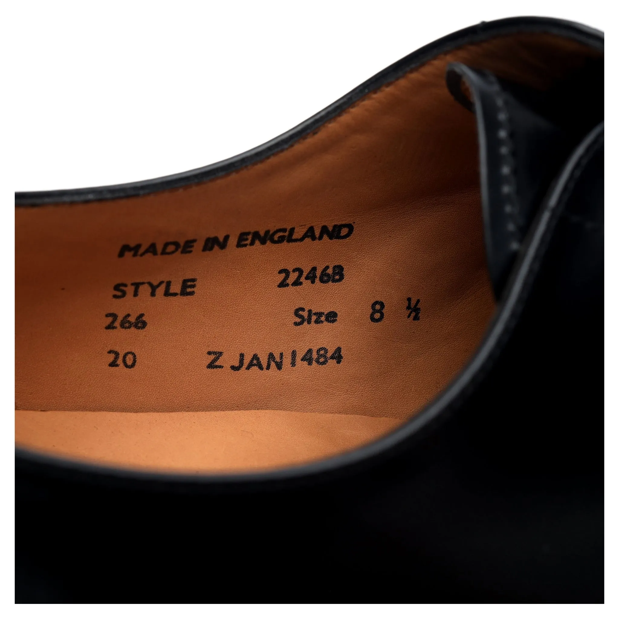 '22468B' Black Leather Derby UK 8.5 F