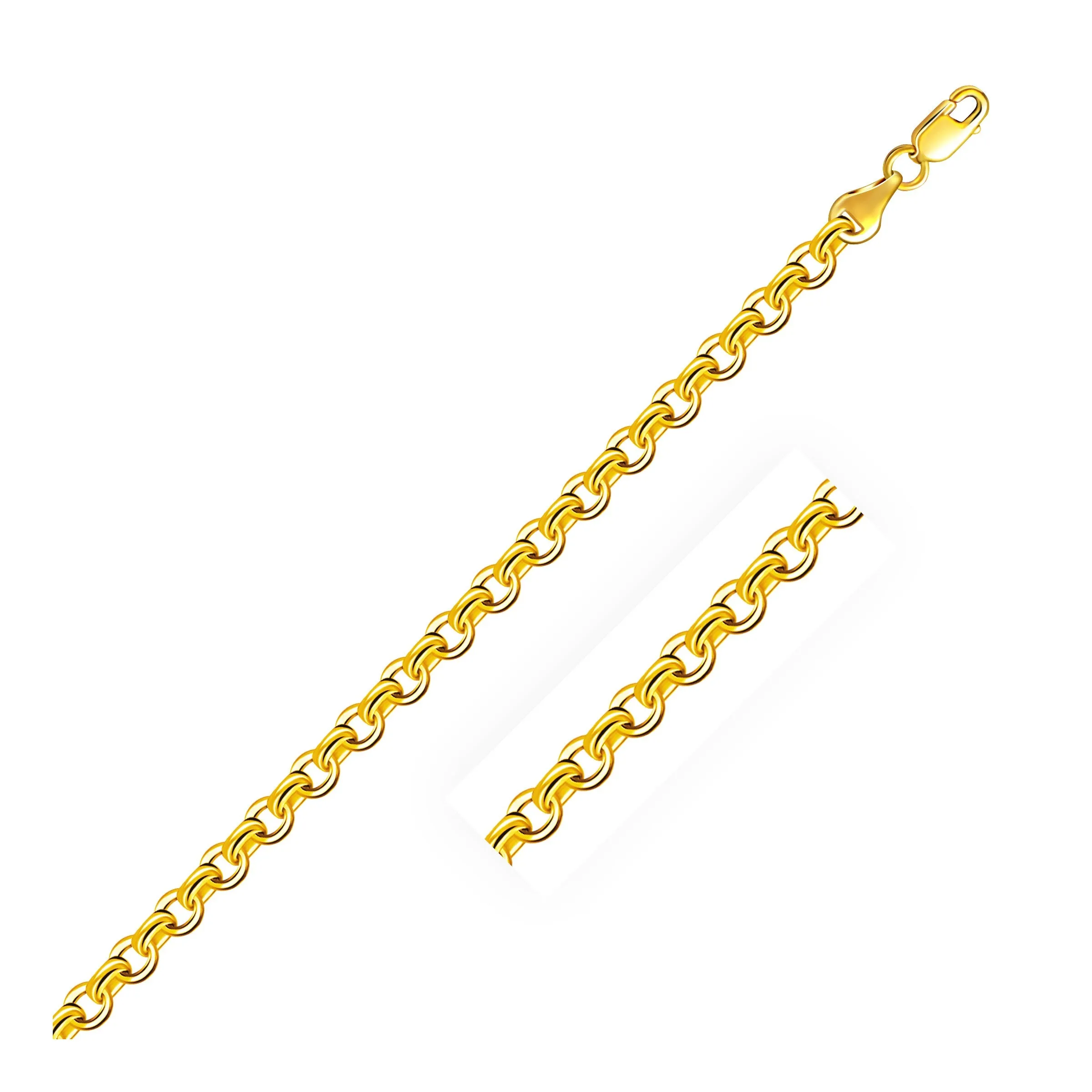 4.0mm 14k Yellow Gold Diamond Cut Cable Link Chain-rx06978-18