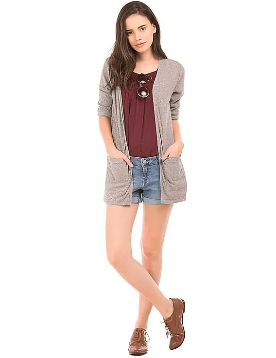 Aeropostale Ribbed Marled Knit Shrug