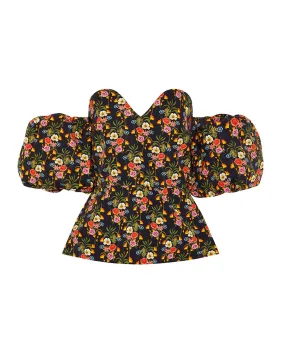 --Alma Twill Top  Vila Floral Black-