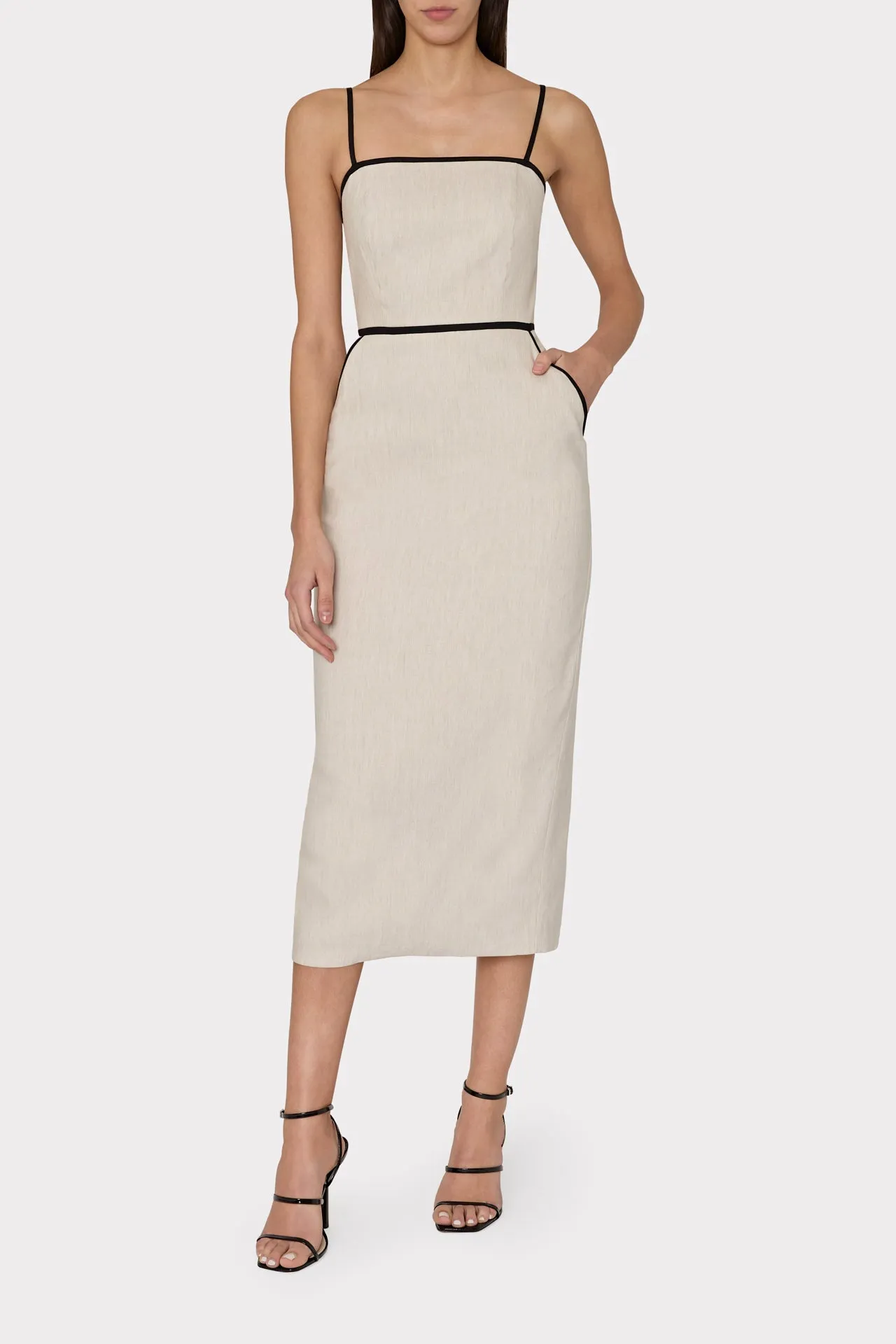 Amara Linen Contrast Midi Dress