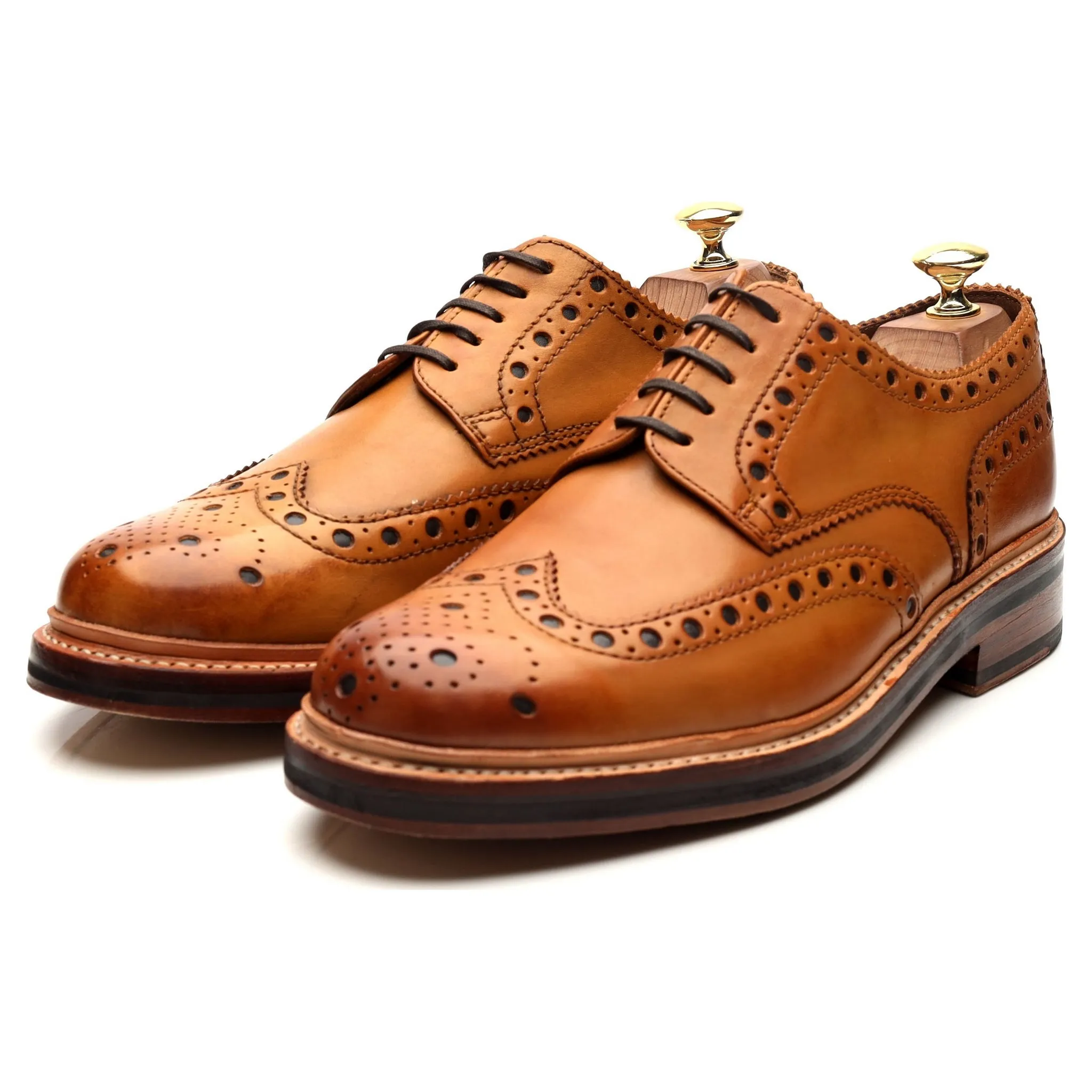 'Archie' Tan Brown Leather Derby Brogues UK 8 G