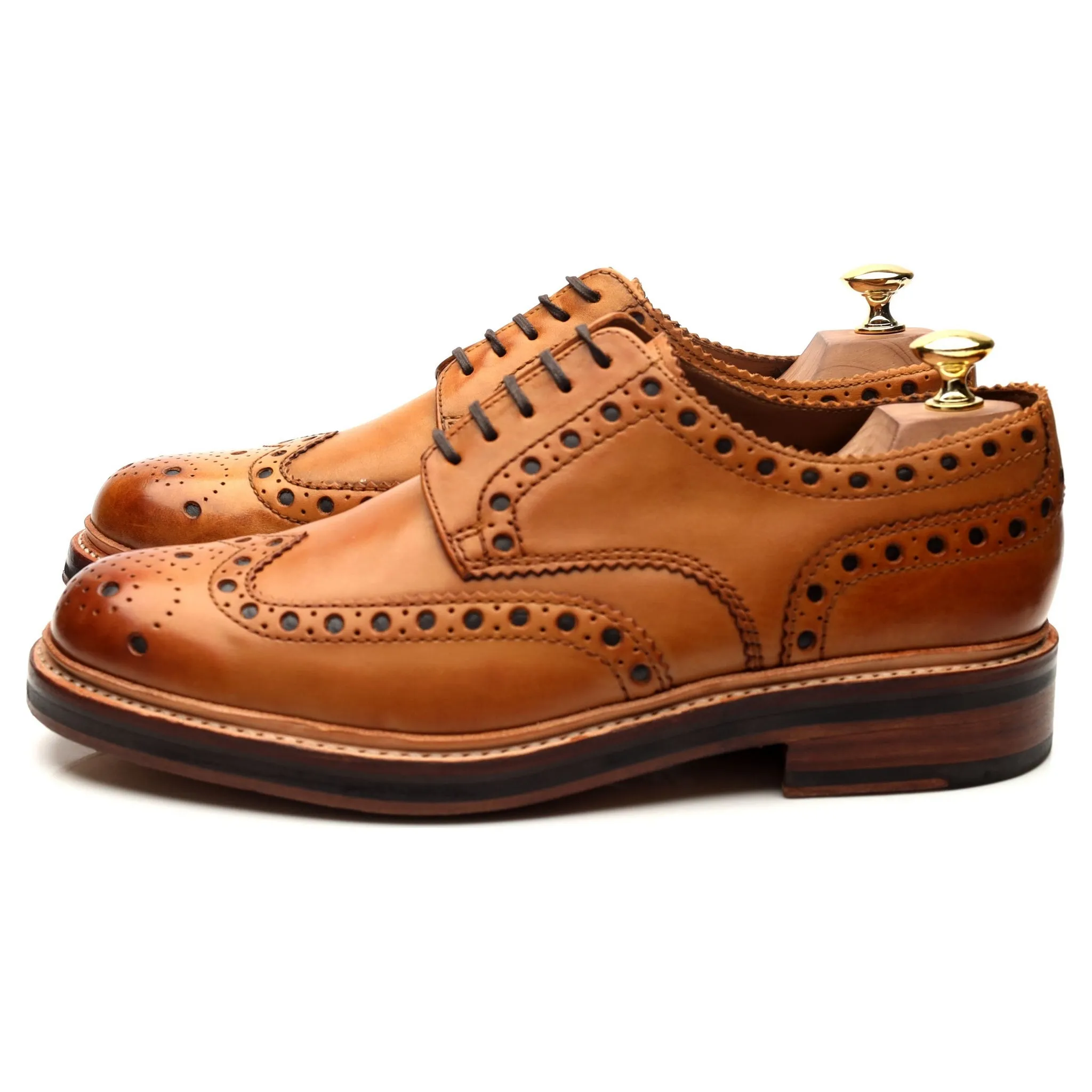 'Archie' Tan Brown Leather Derby Brogues UK 8 G