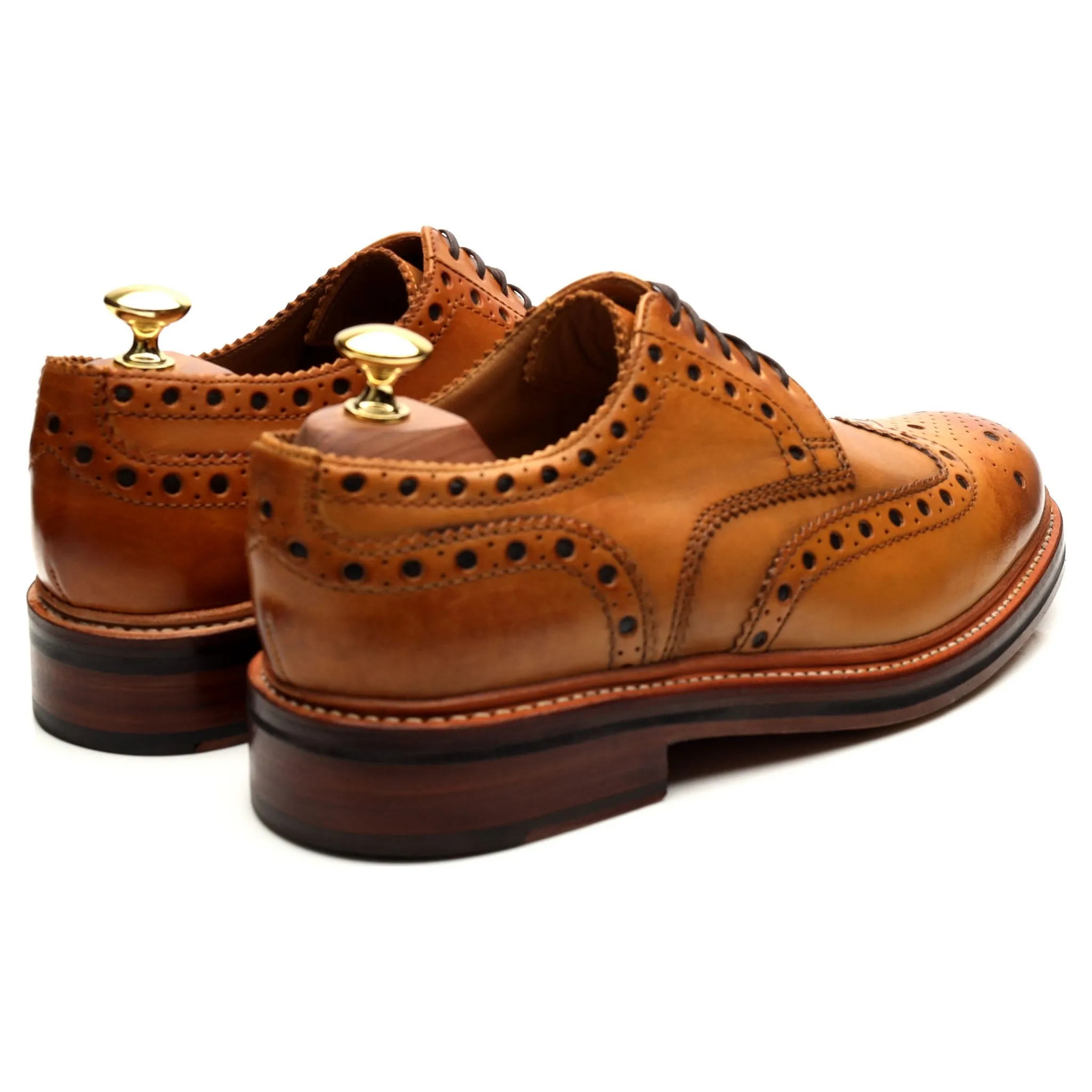 'Archie' Tan Brown Leather Derby Brogues UK 8 G