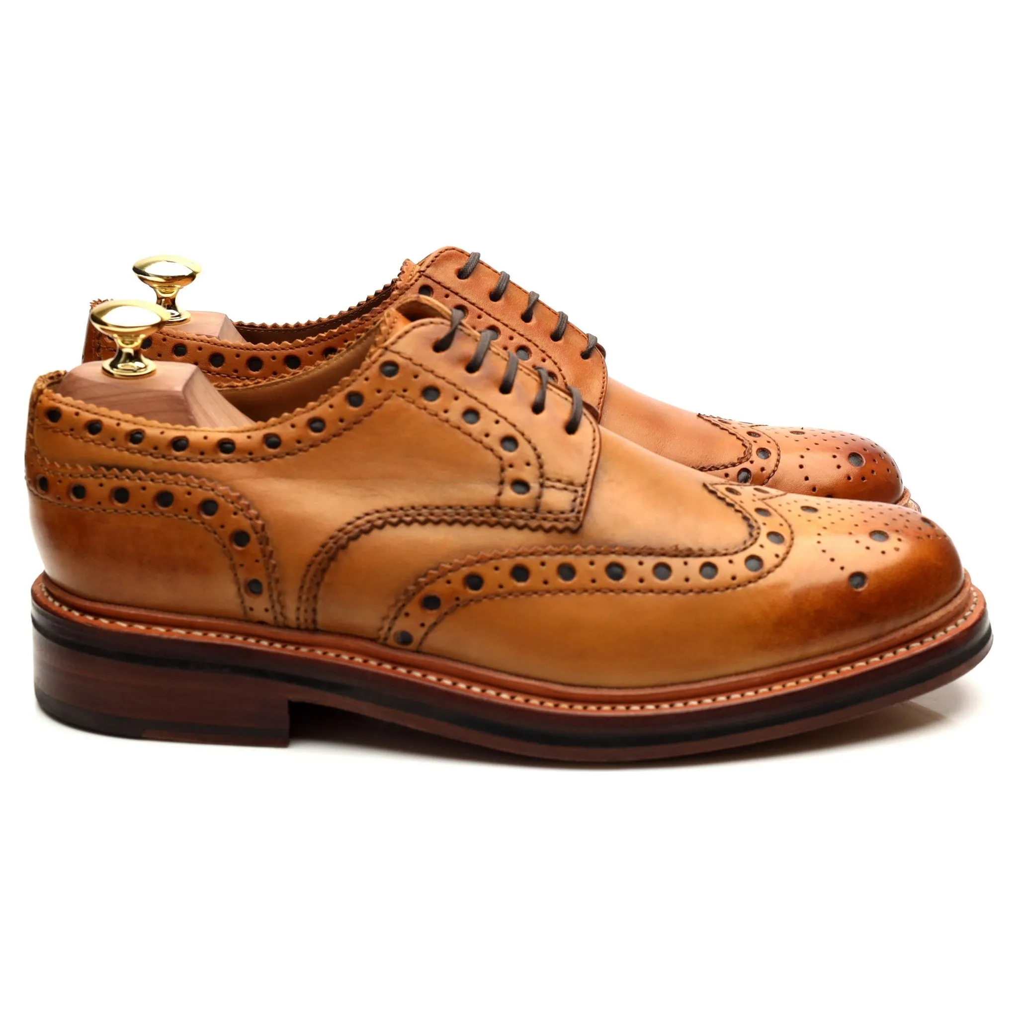 'Archie' Tan Brown Leather Derby Brogues UK 8 G