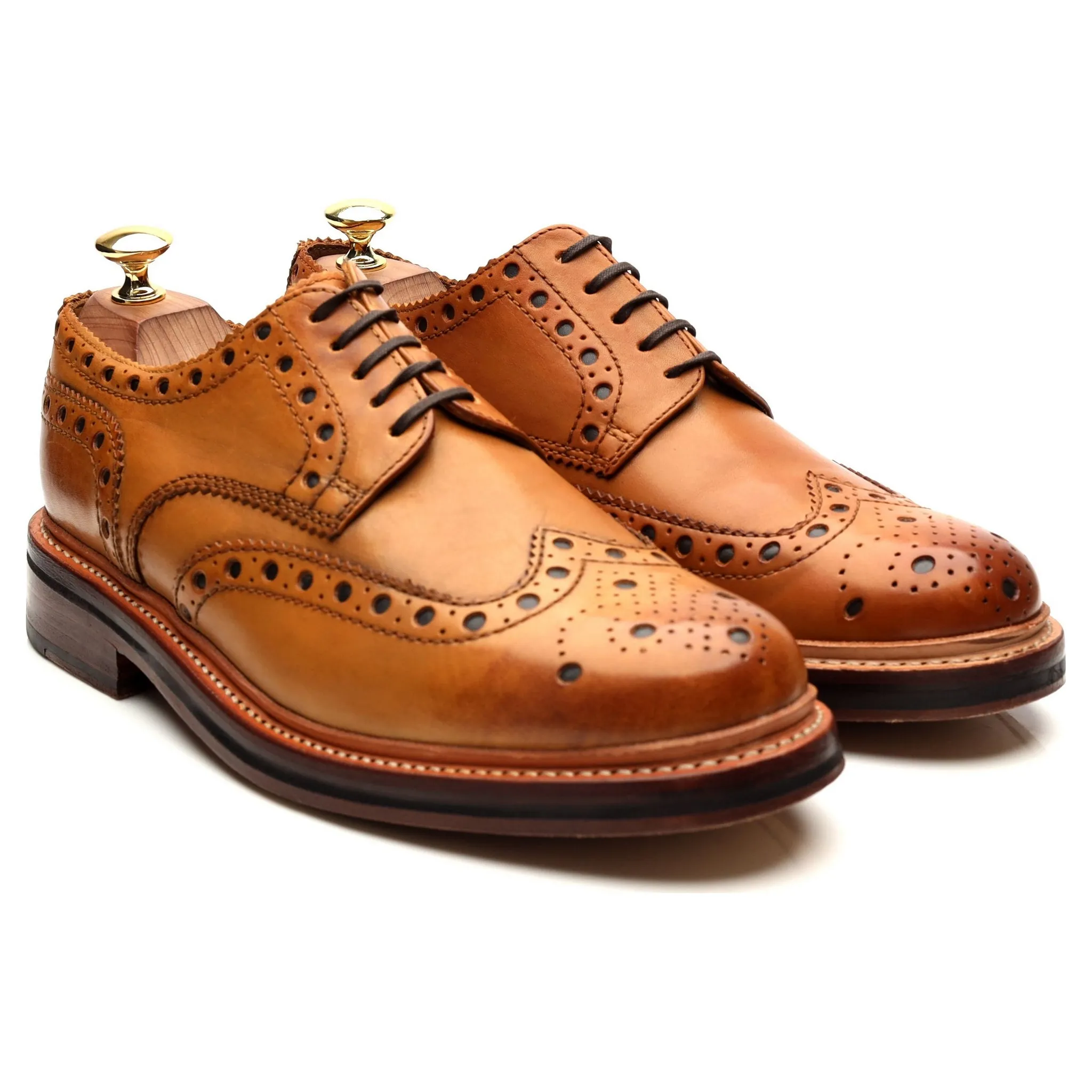 'Archie' Tan Brown Leather Derby Brogues UK 8 G