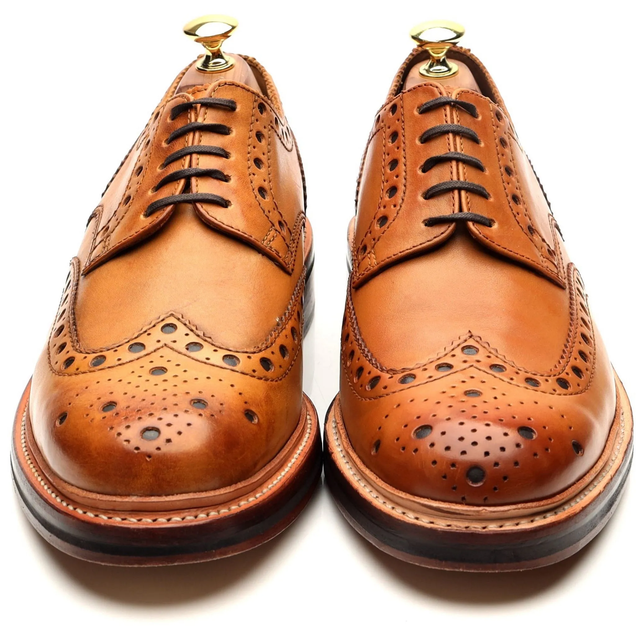 'Archie' Tan Brown Leather Derby Brogues UK 8 G