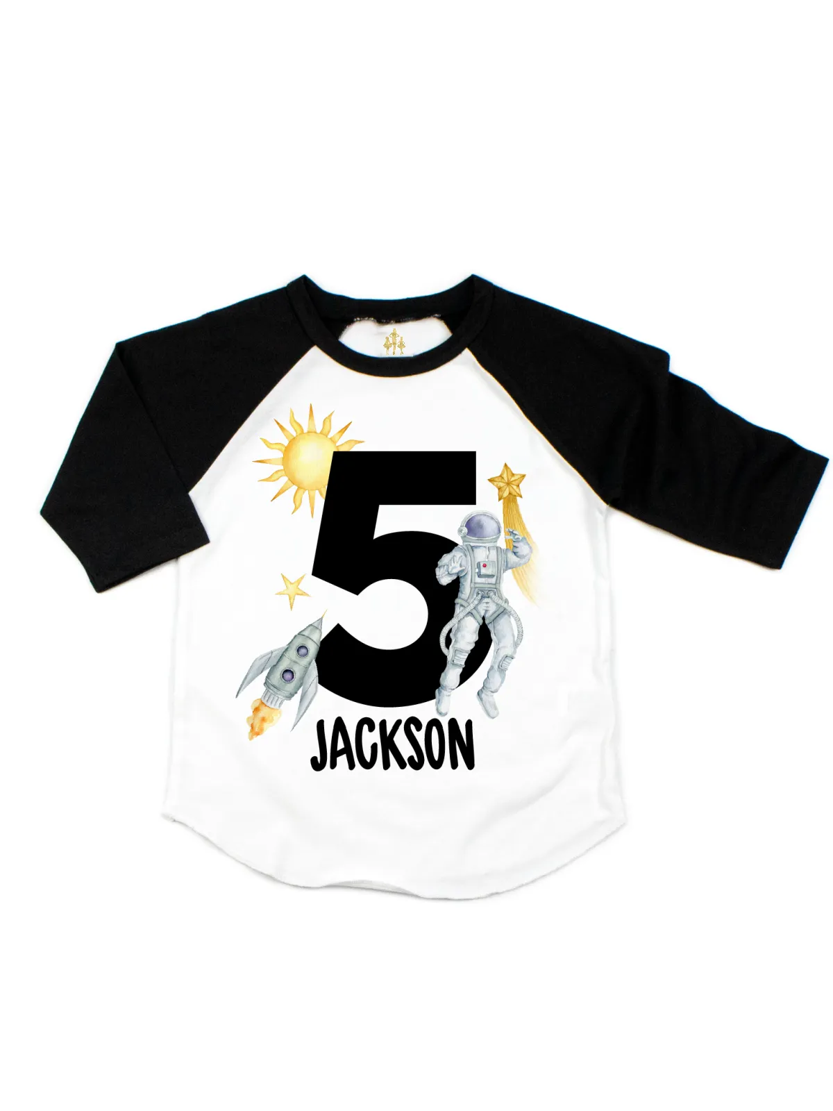 Astronaut in Space Raglan Shirt - White & Black