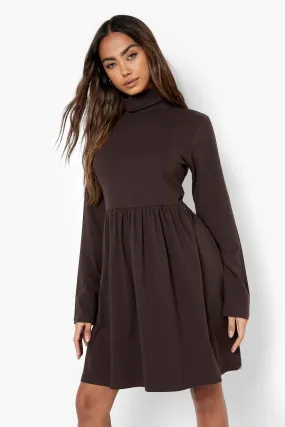 Basic Turtleneck Long Sleeve Skater Dress