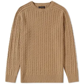 Beams Plus Cable Crew KnitBeige