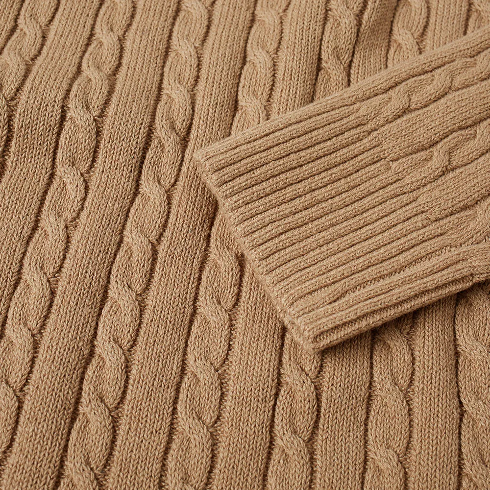 Beams Plus Cable Crew KnitBeige