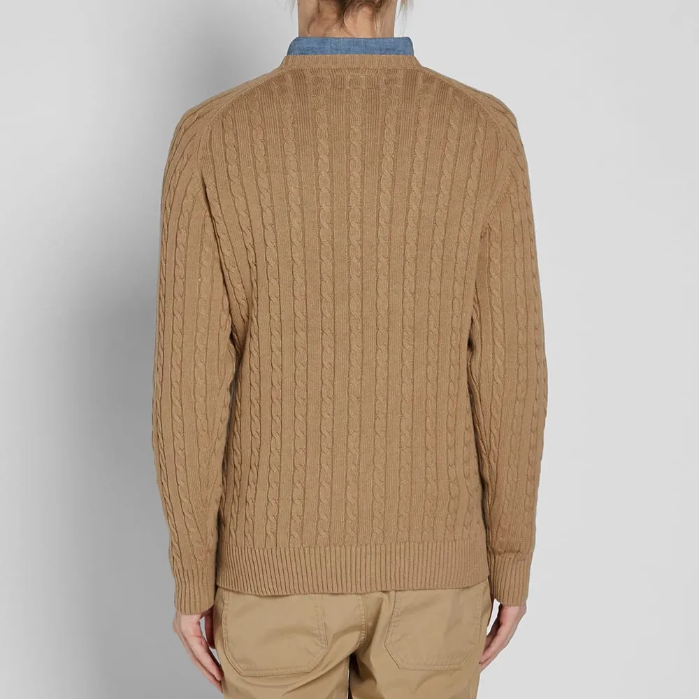 Beams Plus Cable Crew KnitBeige