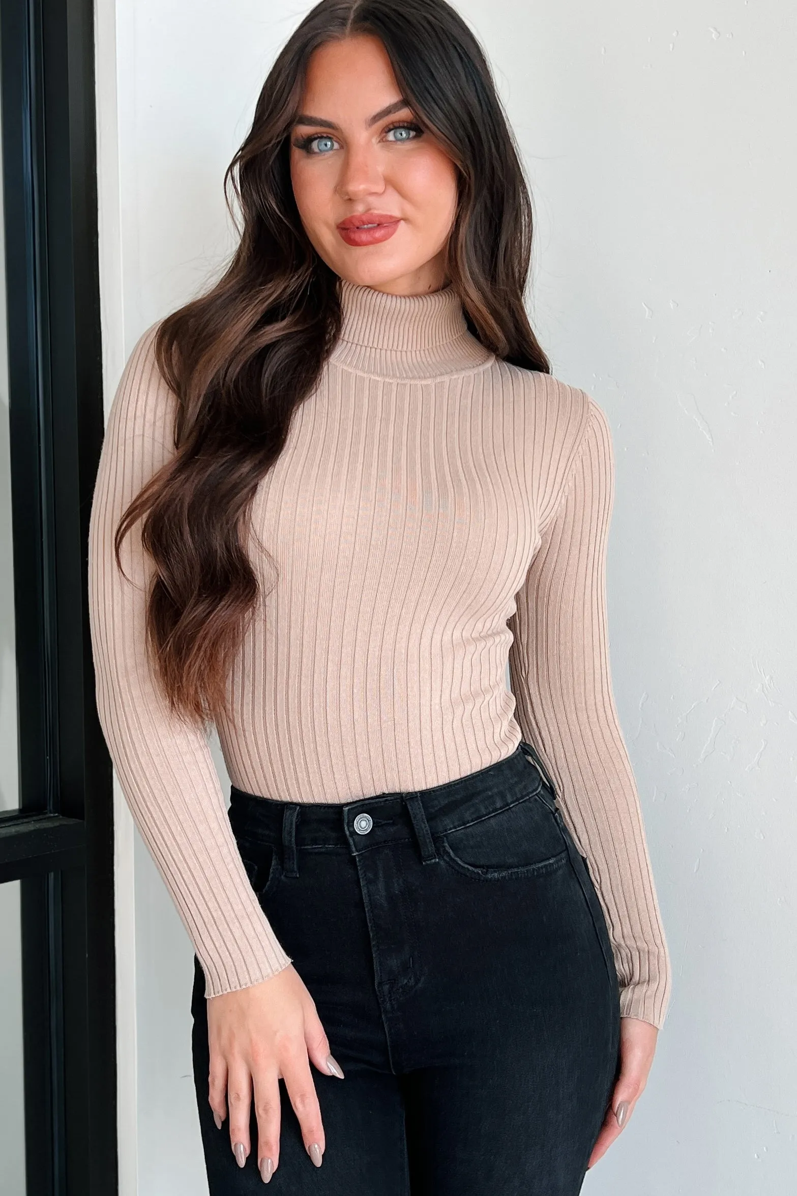 Beautiful Basic Turtleneck Bodysuit (Khaki)