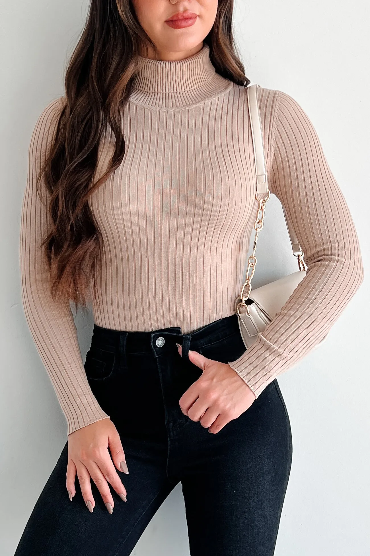 Beautiful Basic Turtleneck Bodysuit (Khaki)