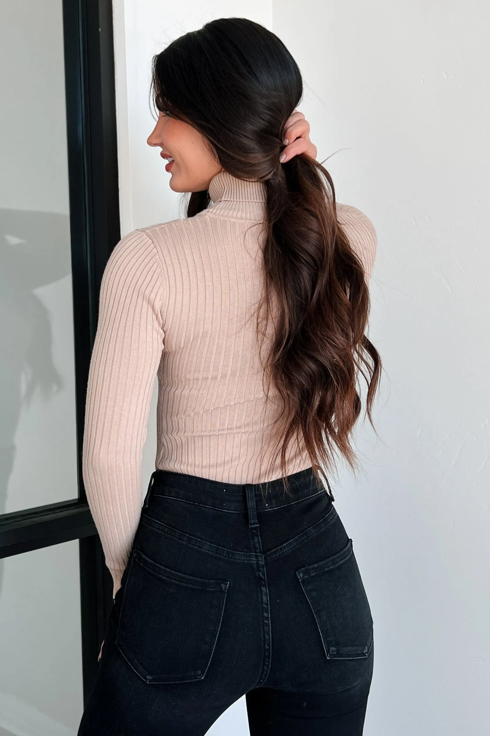 Beautiful Basic Turtleneck Bodysuit (Khaki)