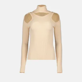 Beige turtleneck with cutouts