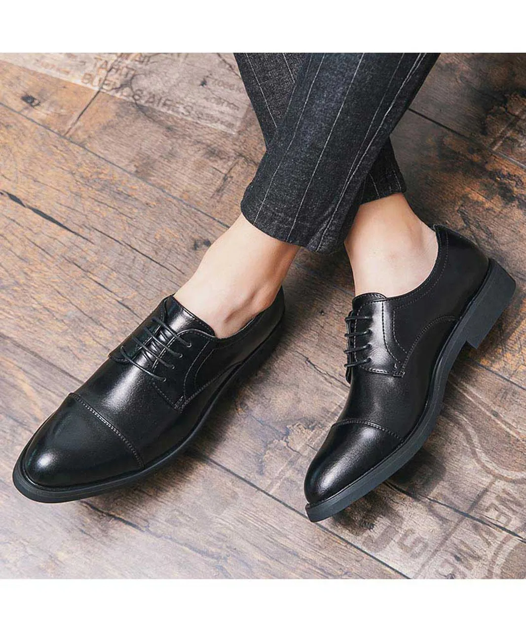 Black derby dress shoe in plain 2088