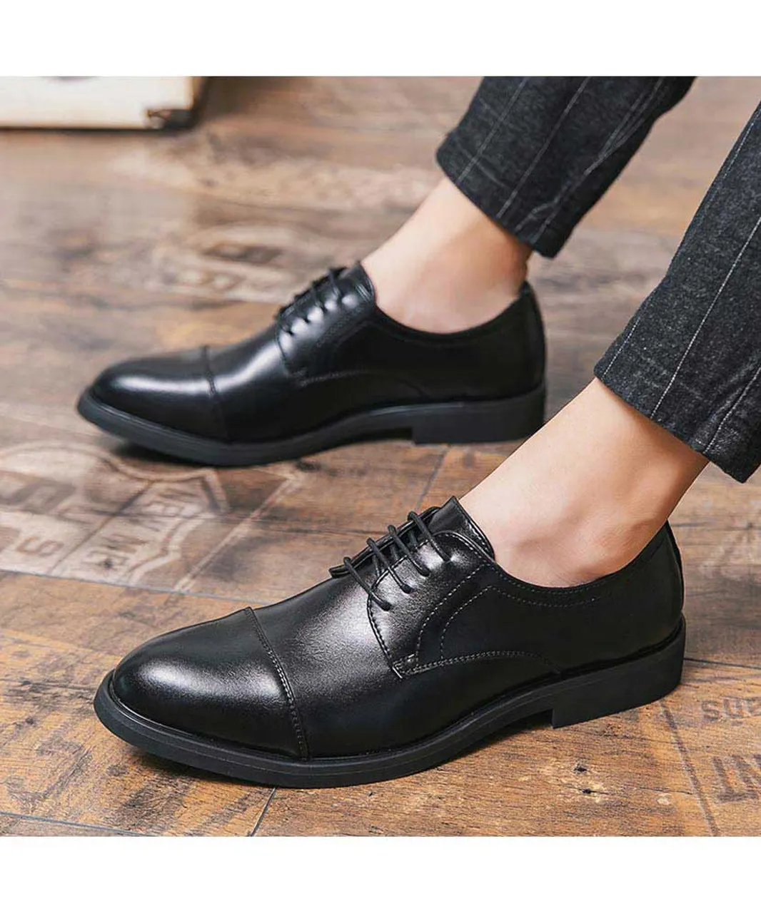 Black derby dress shoe in plain 2088