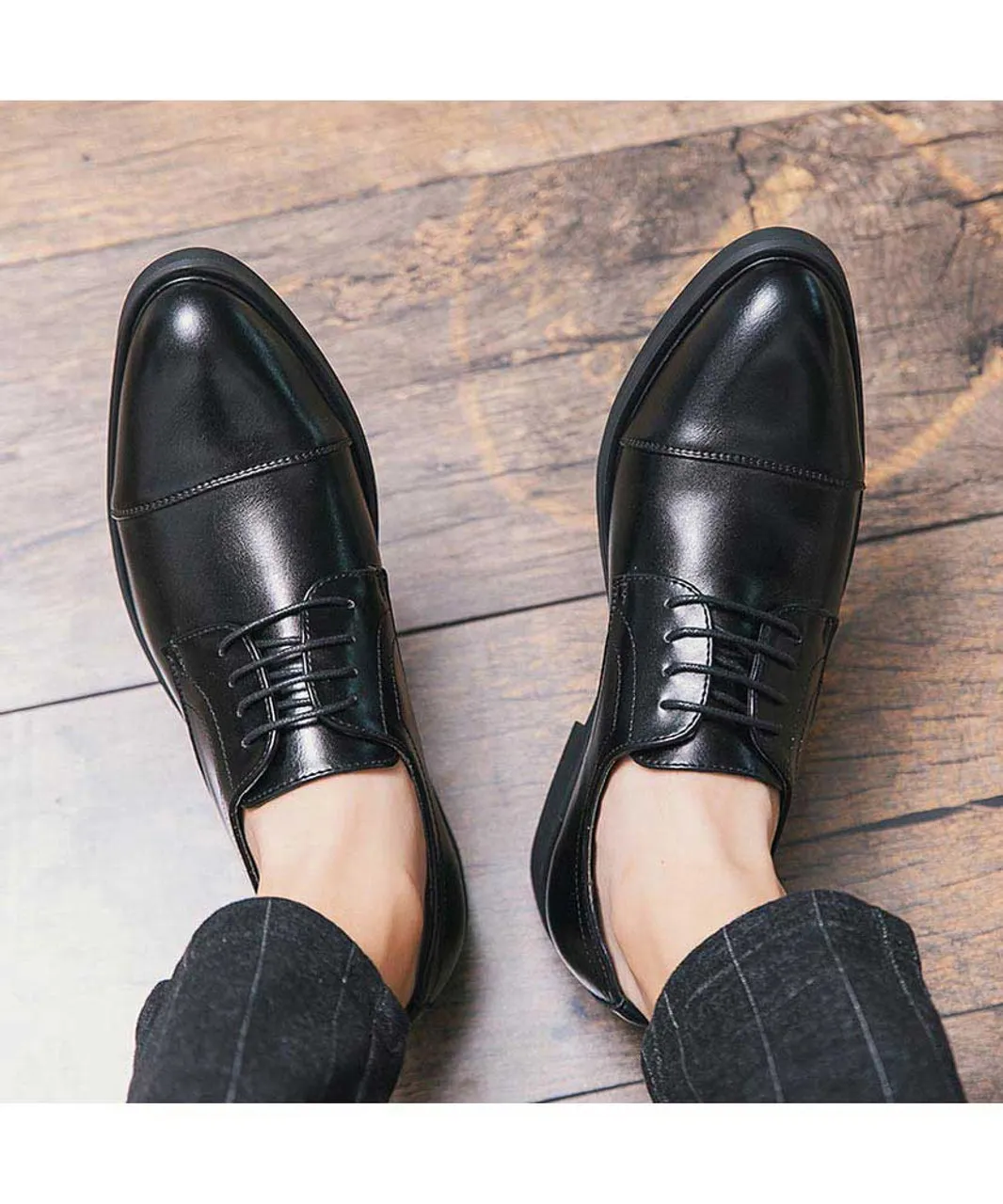 Black derby dress shoe in plain 2088