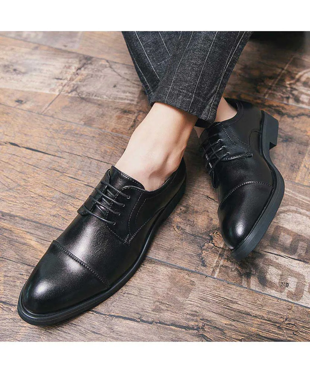 Black derby dress shoe in plain 2088