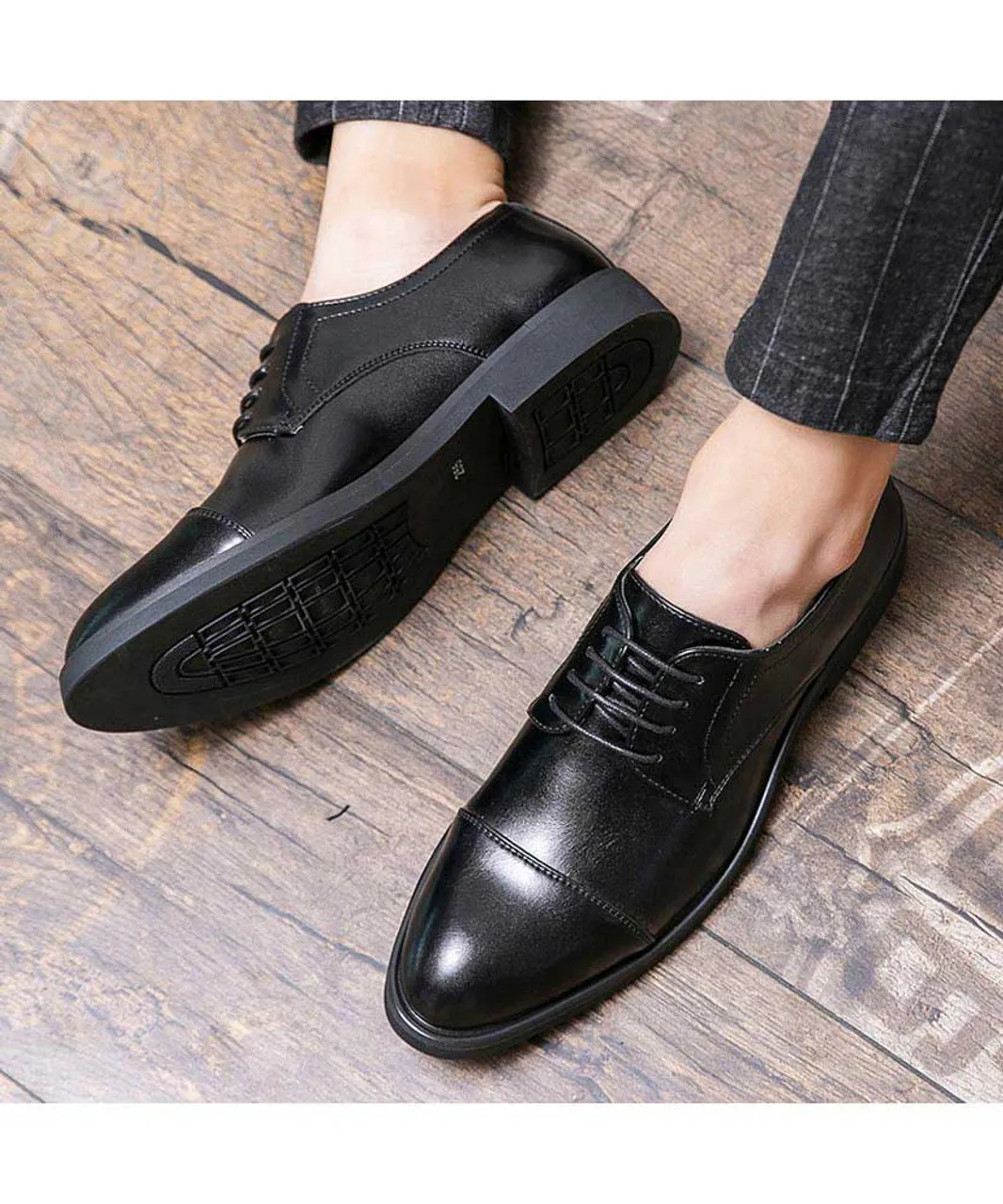 Black derby dress shoe in plain 2088