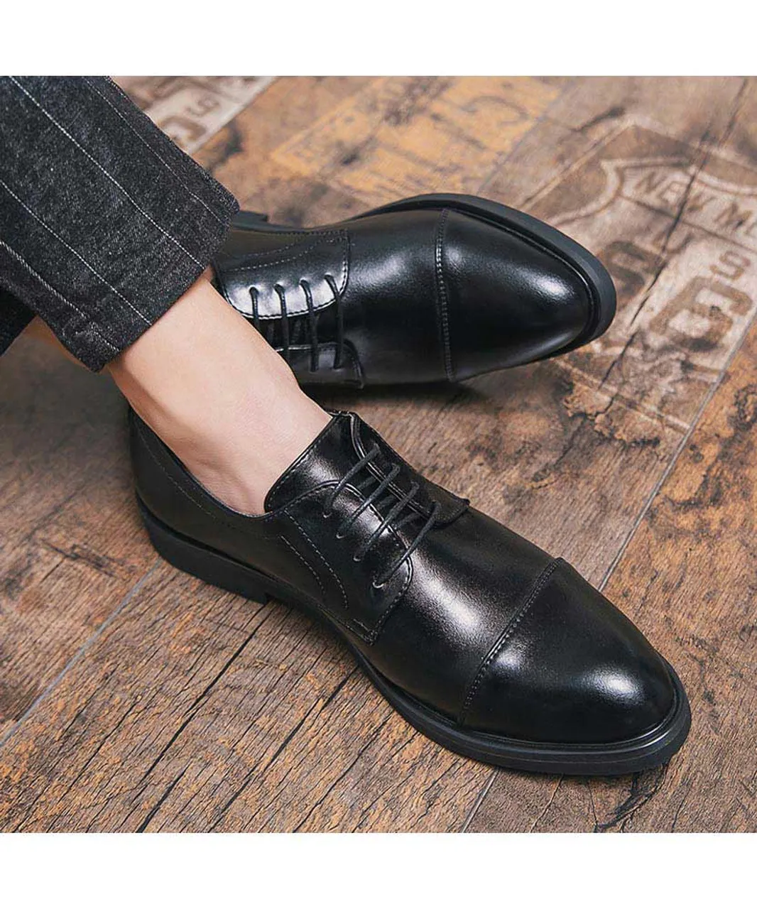 Black derby dress shoe in plain 2088